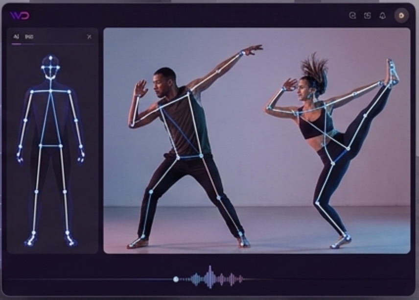 The WizDance AI studio reading a dancer's pose
